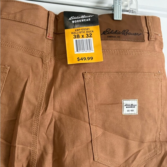 EDDIE BAUER Workwear Rugged Canvas Pants 38 x 32 Ballistic Duck 100% Cotton - Picture 8 of 10